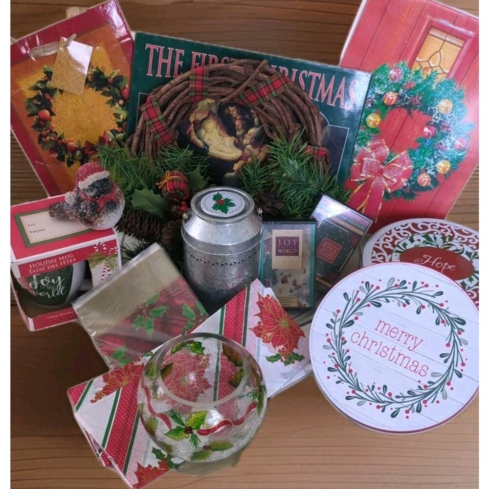 Gerson Company Wreath, children's book The First Christmas, Candle Holder & More